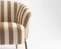 Cherry Stripped  Armchair – Modern Upholstered Dining Chair for Home & Café Tan and Cream Stripe
