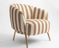Cherry Stripped  Armchair – Modern Upholstered Dining Chair for Home & Café Tan and Cream Stripe