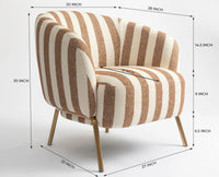 Cherry Stripped  Armchair – Modern Upholstered Dining Chair for Home & Café Tan and Cream Stripe