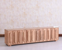 Chicago Solid Wood Four Door Large Storage Cabinet Sideboard  Furniselan Natural Finish