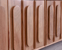 Chicago Solid Wood Four Door Large Storage Cabinet Sideboard  Furniselan Natural Finish