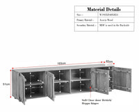 Chicago Solid Wood Four Door Large Storage Cabinet Sideboard  Furniselan Natural Finish