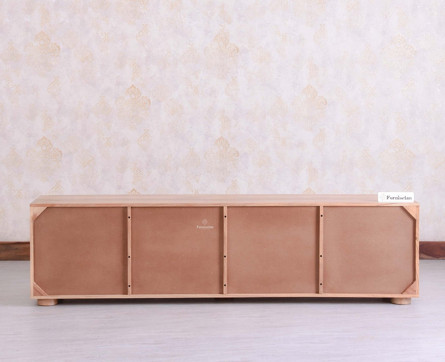 Chicago Solid Wood Four Door Large Storage Cabinet Sideboard  Furniselan Natural Finish