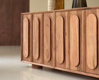 Chicago Solid Wood Four Door Large Storage Cabinet Sideboard Furniselan-Natural-Finish