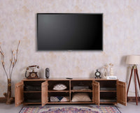 Chicago Solid Wood Four Door Large Storage Cabinet Sideboard  Furniselan Natural Finish