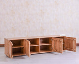 Chicago Solid Wood Four Door Large Storage Cabinet Sideboard  Furniselan Natural Finish