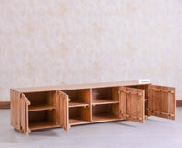 Chicago Solid Wood Four Door Large Storage Cabinet Sideboard  Furniselan Natural Finish