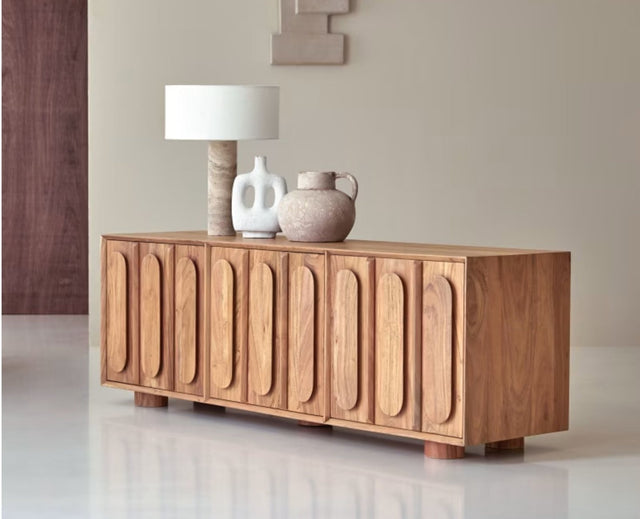 Chicago Solid Wood Three Door Storage Cabinet Furniselan-Natural-Finish
