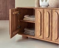 Chicago Solid Wood Three Door Storage Cabinet Furniselan-Natural-Finish