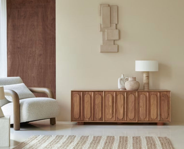 Chicago Solid Wood Three Door Storage Cabinet Furniselan-Natural-Finish