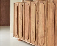 Chicago Solid Wood Three Door Storage Tall Cabinet Furniselan - Natural-Finish