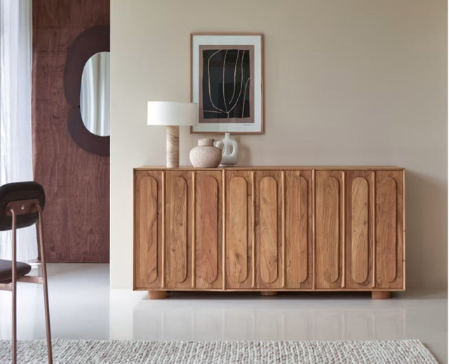 Chicago Solid Wood Three Door Storage Tall Cabinet Furniselan - Natural-Finish