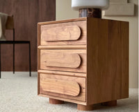 Chicago Solid Wood Three drawer Chester Bedside Table Furniselan-Natural-Finish
