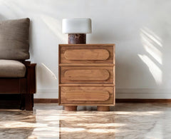 Chicago Solid Wood Three drawer Chester Bedside Table Furniselan-Natural-Finish