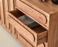 Chicago Solid Wood Two Door Three drawer Storage Cabinet Furniselan - Natural-Finish 