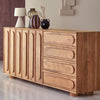 Chicago Solid Wood Two Door Three drawer Storage Cabinet Furniselan - Natural-Finish 
