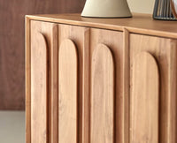 Chicago Solid Wood Two Door Three drawer Storage Cabinet Furniselan - Natural-Finish 