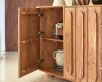 Chicago Solid Wood Two Door Three drawer Storage Cabinet Furniselan - Natural-Finish 