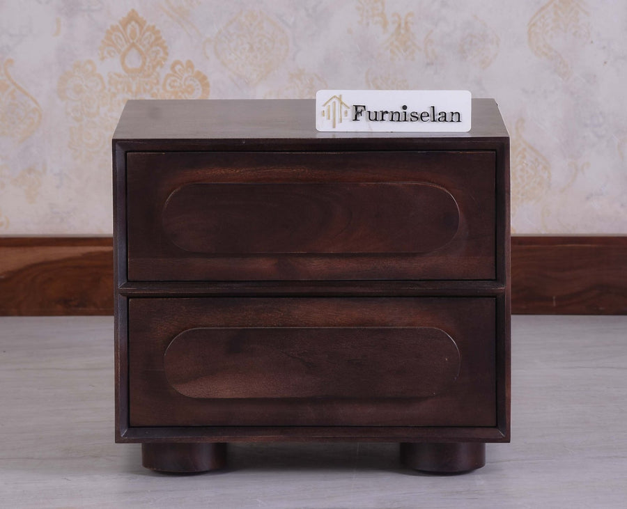 Chicago Solid Wood Two Drawer Bedside Table - Bedside Table - Furniselan - Grey-Finish