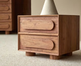 Chicago Solid Wood Two Drawer Bedside Table Furniselan-Natural-Finish
