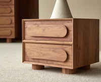 Chicago Solid Wood Two Drawer Bedside Table Furniselan-Natural-Finish