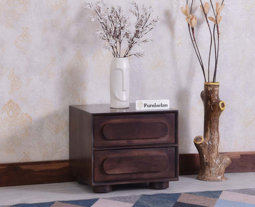 Chicago Solid Wood Two Drawer Bedside Table - Bedside Table - Furniselan - Grey-Finish