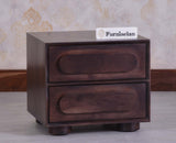 Chicago Solid Wood Two Drawer Bedside Table - Bedside Table - Furniselan - Grey-Finish