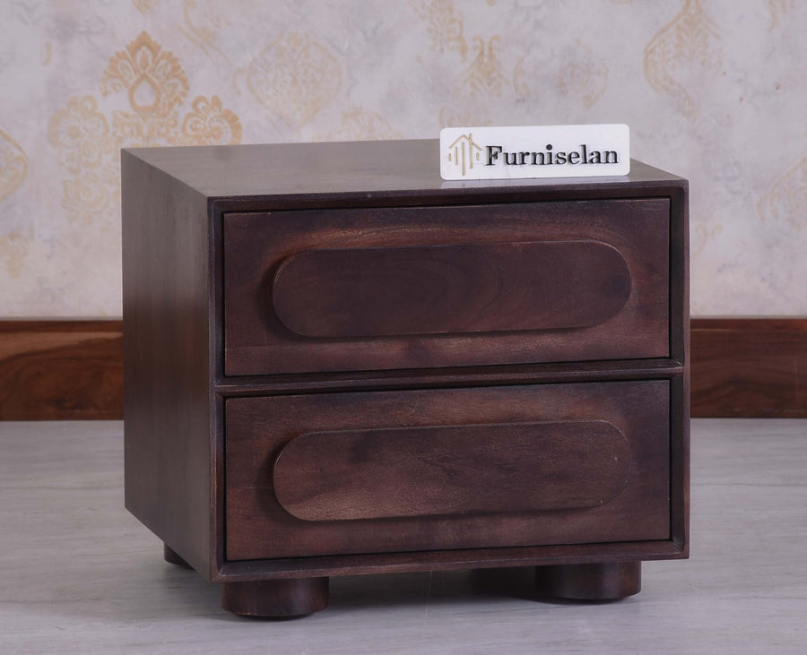 Chicago Solid Wood Two Drawer Bedside Table - Bedside Table - Furniselan - Grey-Finish