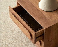 Chicago Solid Wood Two Drawer Bedside Table Furniselan-Natural-Finish