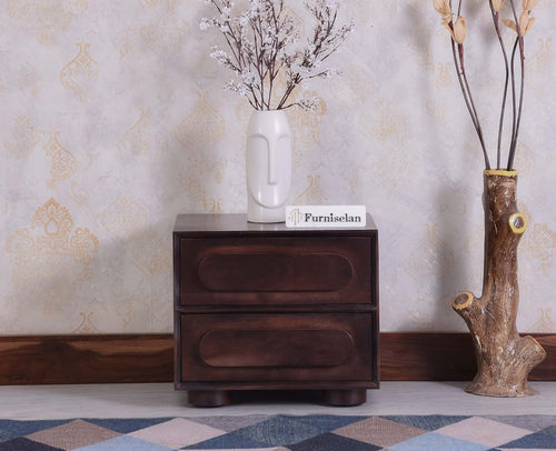 Chicago Solid Wood Two Drawer Bedside Table - Bedside Table - Furniselan - Grey-Finish