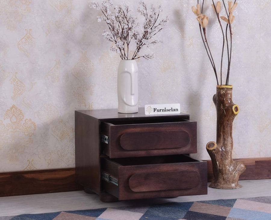 Chicago Solid Wood Two Drawer Bedside Table - Bedside Table - Furniselan - Grey-Finish