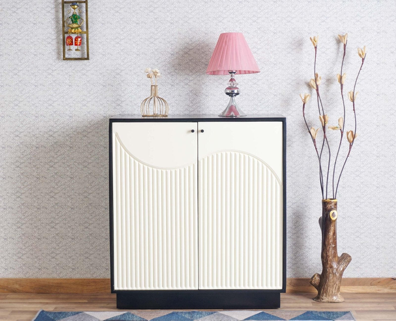 Colaba Two Door Multipurpose Wooden Sideboard Cabinet Furniselan Milky-White