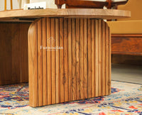 Columbia Solid Wood Oval Coffee Table Furniselan Natural Finish