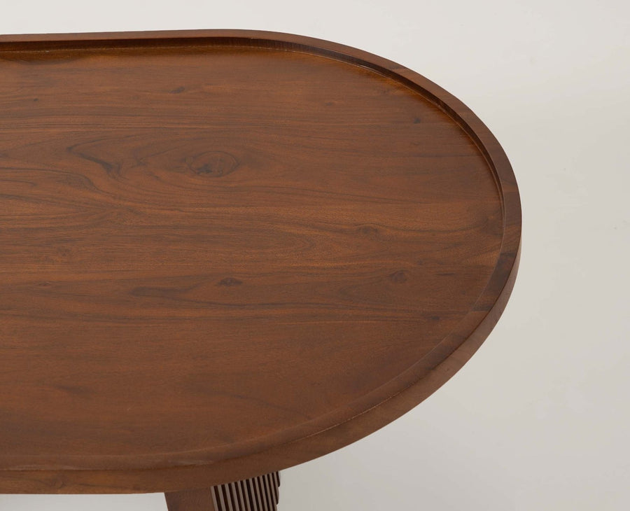 Columbia Solid Wood Oval Coffee Table - Coffee Table - Furniselan  - Teak-Finish