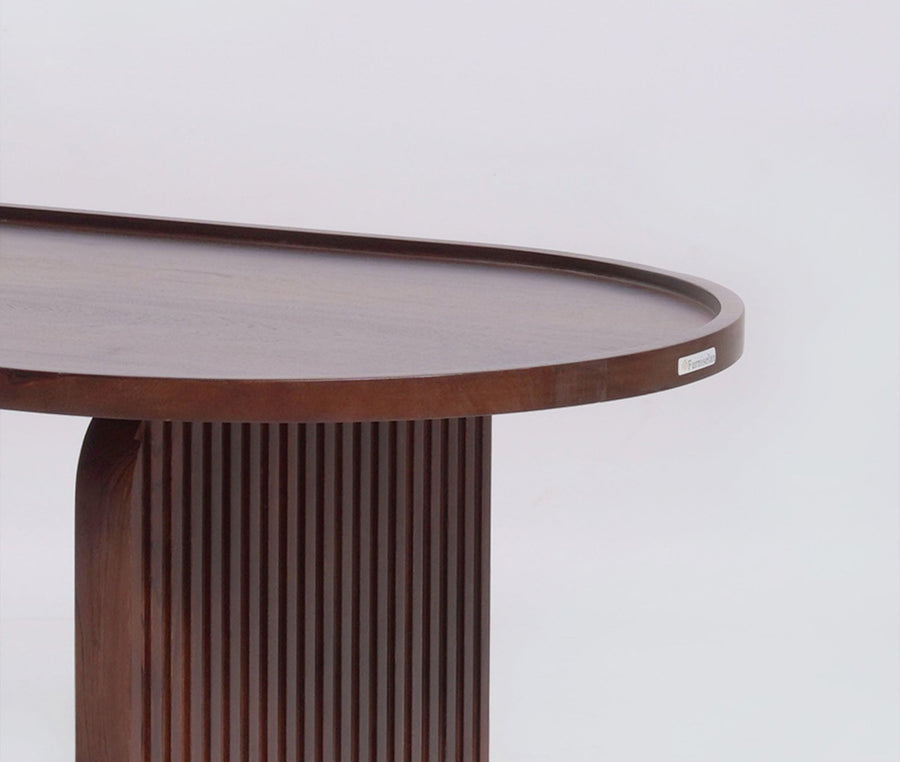 Columbia Solid Wood Oval Coffee Table - Coffee Table - Furniselan  - Teak-Finish