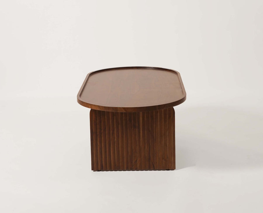 Columbia Solid Wood Oval Coffee Table - Coffee Table - Furniselan  - Teak-Finish