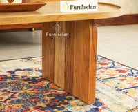 Columbia Solid Wood Oval Coffee Table Furniselan Natural Finish