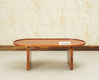 Columbia Solid Wood Oval Coffee Table Furniselan Brown Finish