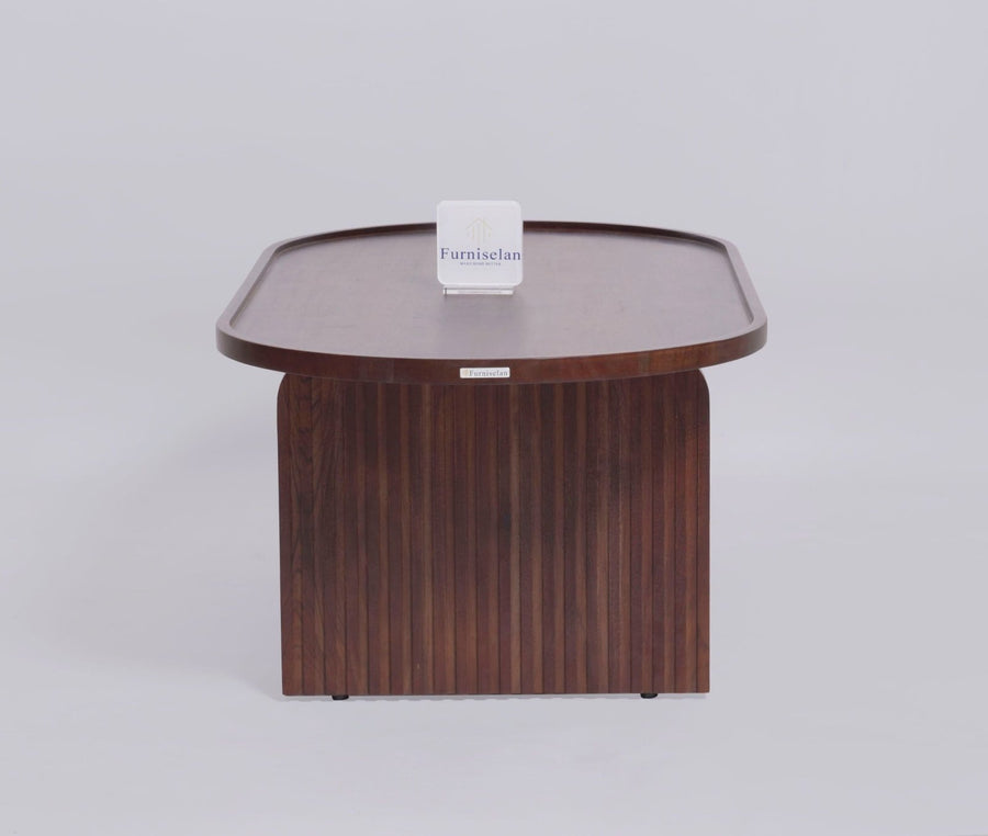 Columbia Solid Wood Oval Coffee Table - Coffee Table - Furniselan  - Teak-Finish