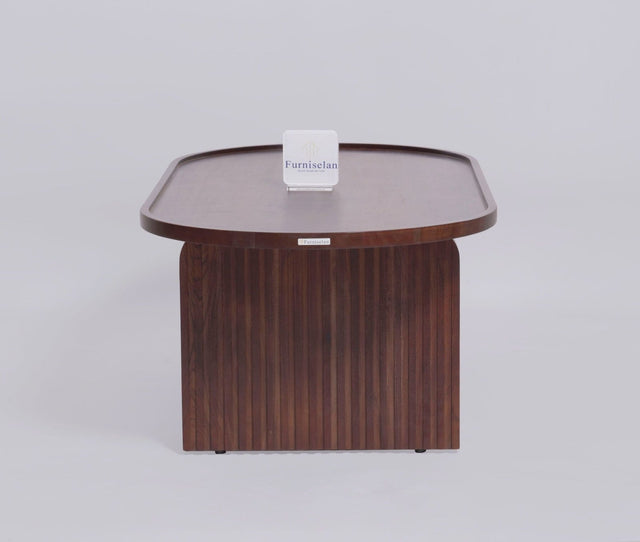 Columbia Solid Wood Oval Coffee Table - Coffee Table - Furniselan  - Teak-Finish