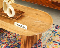 Columbia Solid Wood Oval Coffee Table Furniselan Natural Finsh