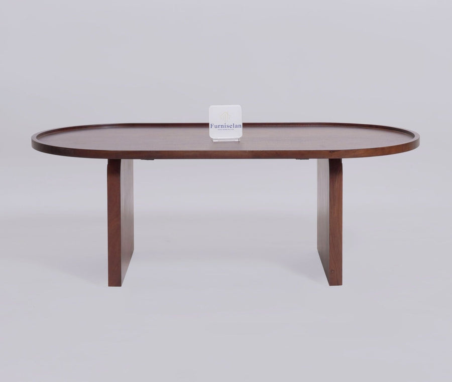 Columbia Solid Wood Oval Coffee Table - Coffee Table - Furniselan  - Teak-Finish