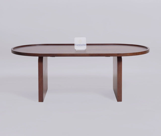 Columbia Solid Wood Oval Coffee Table - Coffee Table - Furniselan  - Teak-Finish