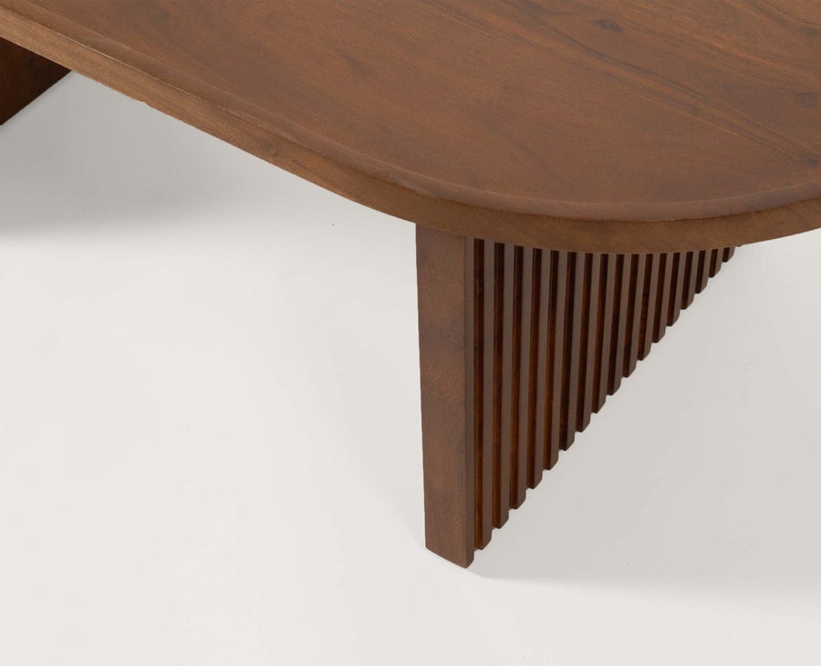 Columbia Solid Wood Oval Coffee Table - Coffee Table - Furniselan  - Teak-Finish