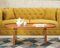 Columbia Solid Wood Oval Coffee Table Furniselan Brown Finish