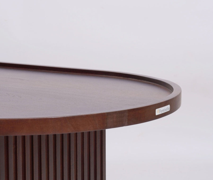 Columbia Solid Wood Oval Coffee Table - Coffee Table - Furniselan  - Teak-Finish