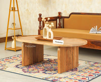 Columbia Solid Wood Oval Coffee Table Furniselan Natural Finish