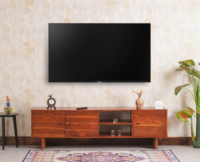 Columbia Solid Wood Tv Cabinet - Tv Cabinet - Furniselan - Maple-Finish