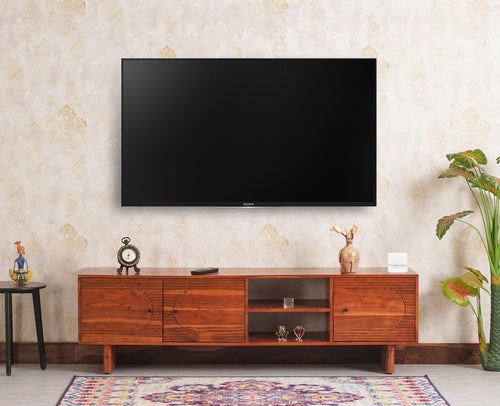 Columbia Solid Wood Tv Cabinet - Tv Cabinet - Furniselan - Maple-Finish