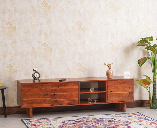 Columbia Solid Wood Tv Cabinet - Tv Cabinet - Furniselan - Maple-Finish